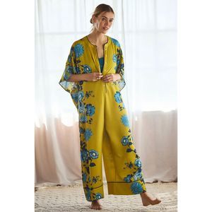 Anthropologie Yellow and Blue Floral Jumpsuit